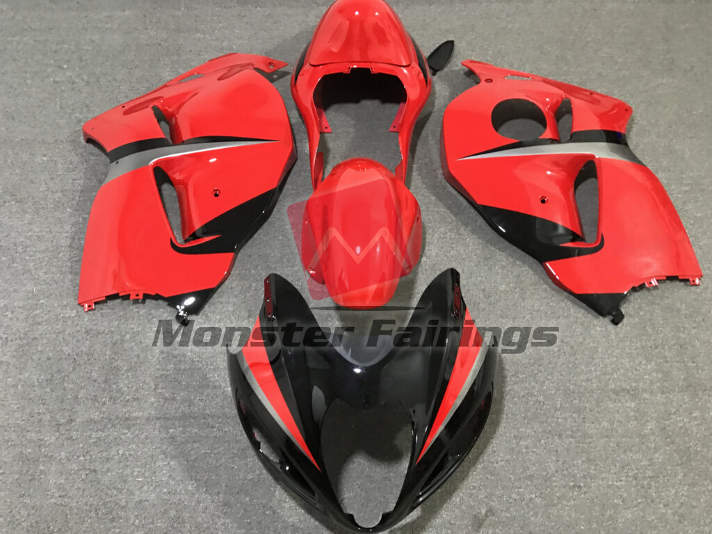 Suzuki GSXR1300 1997 - 2007 Gloss Red & Black ABS fairings - custom motorcycle bodywork kit by Monster Fairings