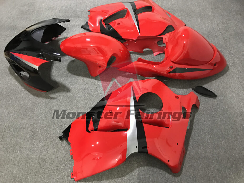 Suzuki GSXR1300 custom ABS fairings 1997 - 2007 in Gloss Red & Black - durable replacement kit, Monster Fairings