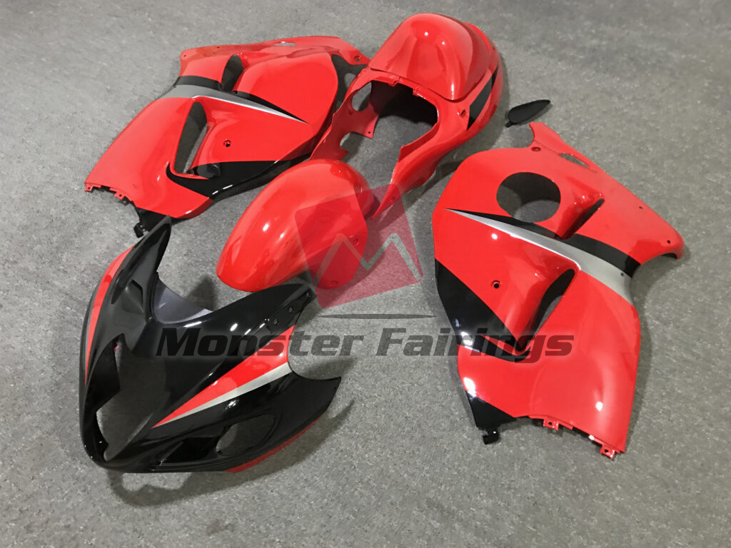 1997 - 2007 Suzuki GSXR1300 Gloss Red & Black fairing set - ABS injection, custom painted by Monster Fairings
