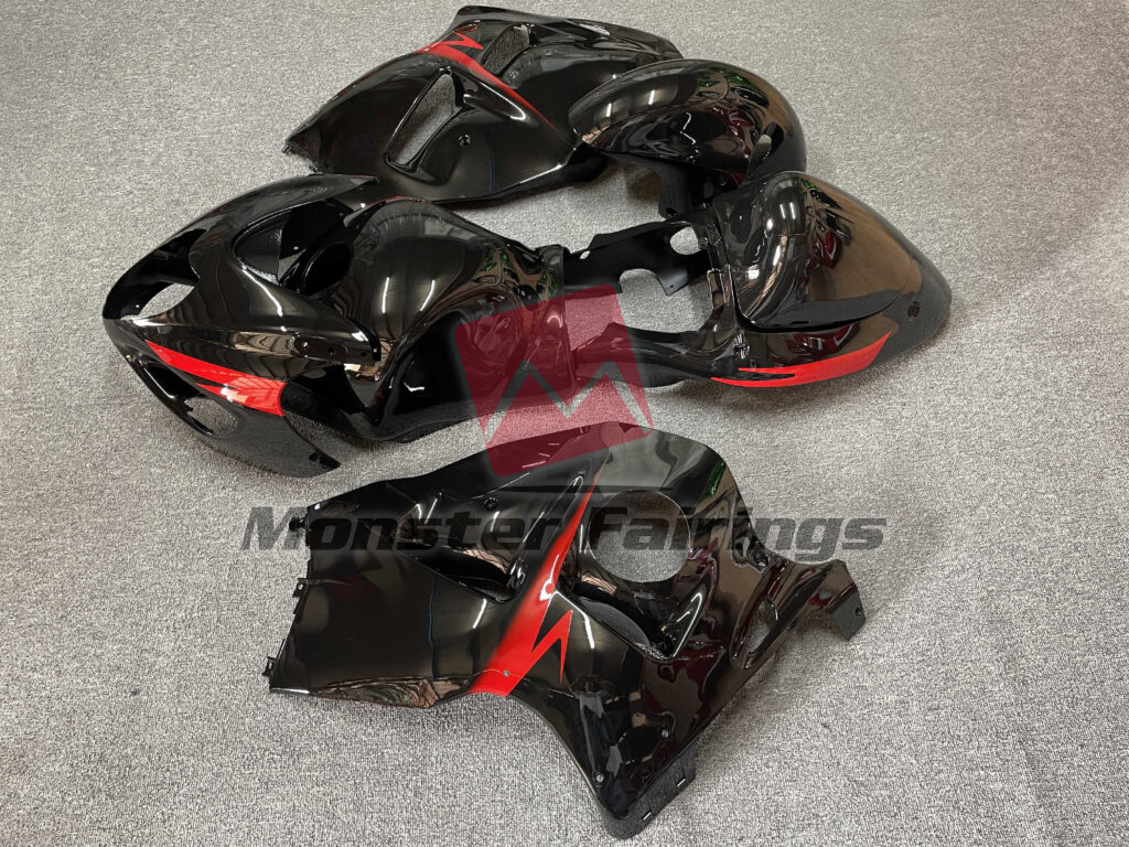 Gloss Black Red Stripes ABS fairings for Suzuki GSXR1300 1997 - 2007 - premium OEM fit kit by Monster Fairings