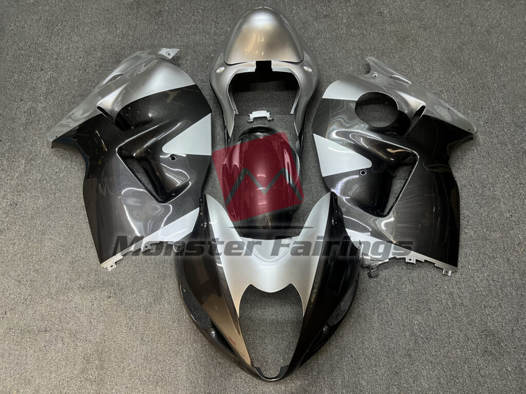 Suzuki GSXR1300 1997 - 2007 Gloss Silver & Black ABS fairings - custom motorcycle bodywork kit by Monster Fairings