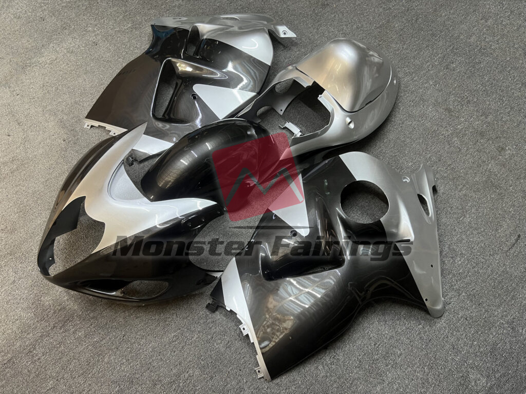 Gloss Silver & Black ABS fairings for Suzuki GSXR1300 1997 - 2007 - premium OEM fit kit by Monster Fairings