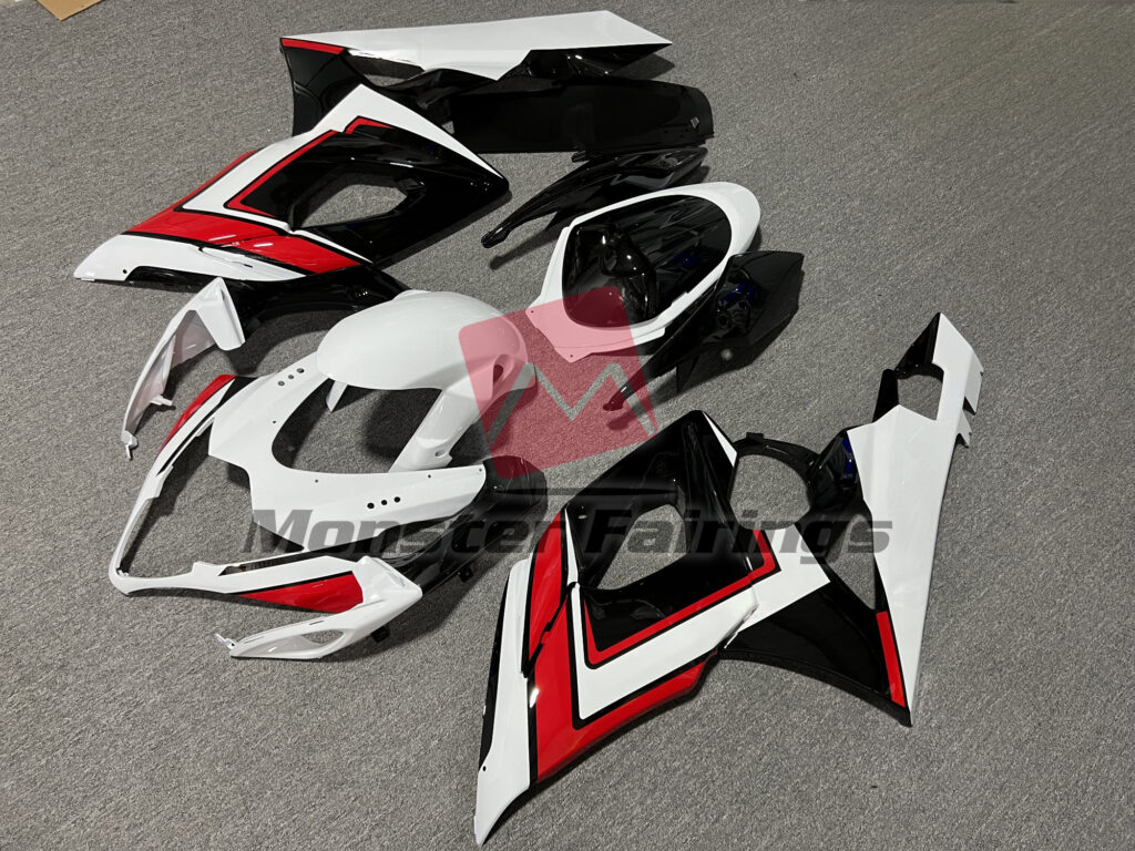 Suzuki GSXR 1000 custom ABS fairings 2005 - 2006 in Gloss Red, Black & White - durable replacement kit, Monster Fairings