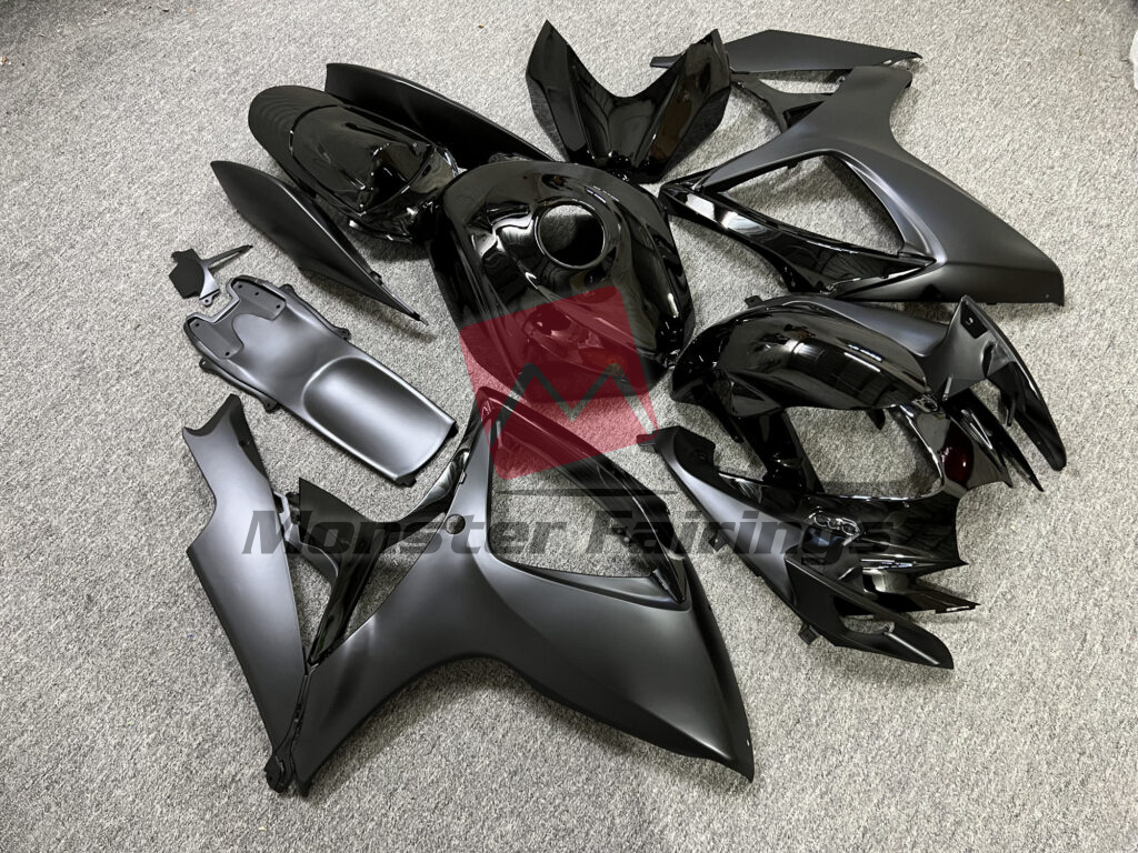 2006 - 2007 Suzuki GSXR Matte & Gloss Black fairing set - ABS injection, custom painted by Monster Fairings