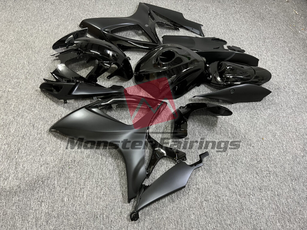 Suzuki GSXR custom ABS fairings 2006 - 2007 in Matte & Gloss Black - durable replacement kit, Monster Fairings