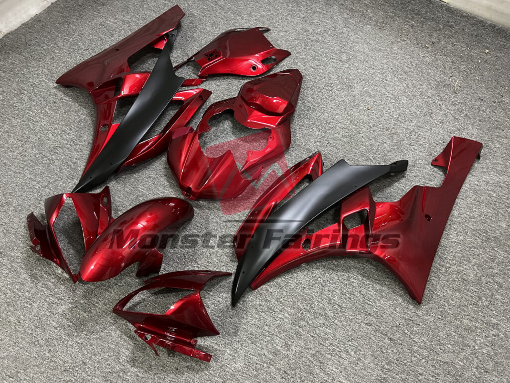 Gloss Candy Red & Matte Black ABS fairings for Yamaha R6 2006 - 2007 - premium OEM fit kit by Monster Fairings