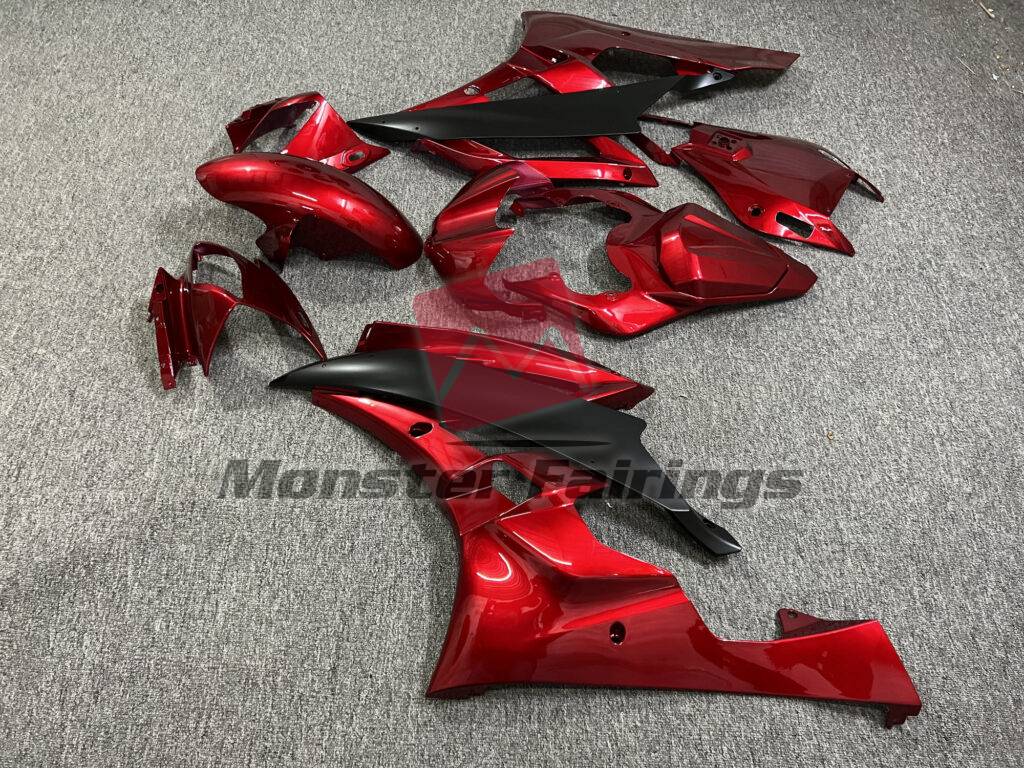 Yamaha R6 custom ABS fairings 2006 - 2007 in Gloss Candy Red & Matte Black - durable replacement kit, Monster Fairings