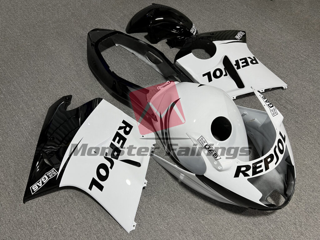 Gloss Black & White Repsol ABS fairings for Honda CBR1100XX 1999 - 2007 - premium OEM fit kit by Monster Fairings