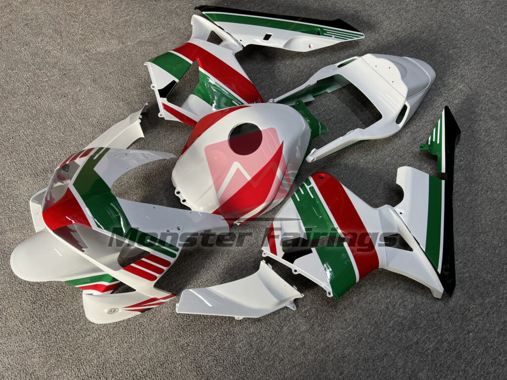 Gloss White & Red With Green ABS fairings for Honda CBR600RR 2003 - 2004 - premium OEM fit kit by Monster Fairings