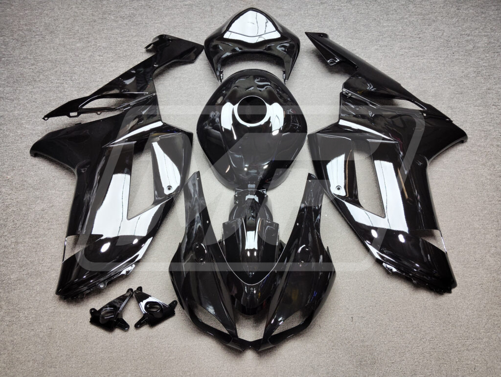 Kawasaki ZX6R 2007 - 2008 Gloss Black ABS fairings - custom motorcycle bodywork kit by Monster Fairings
