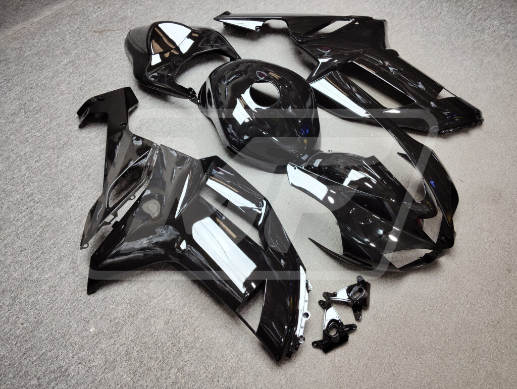 Kawasaki ZX6R custom ABS fairings 2007 - 2008 in Gloss Black - durable replacement kit, Monster Fairings