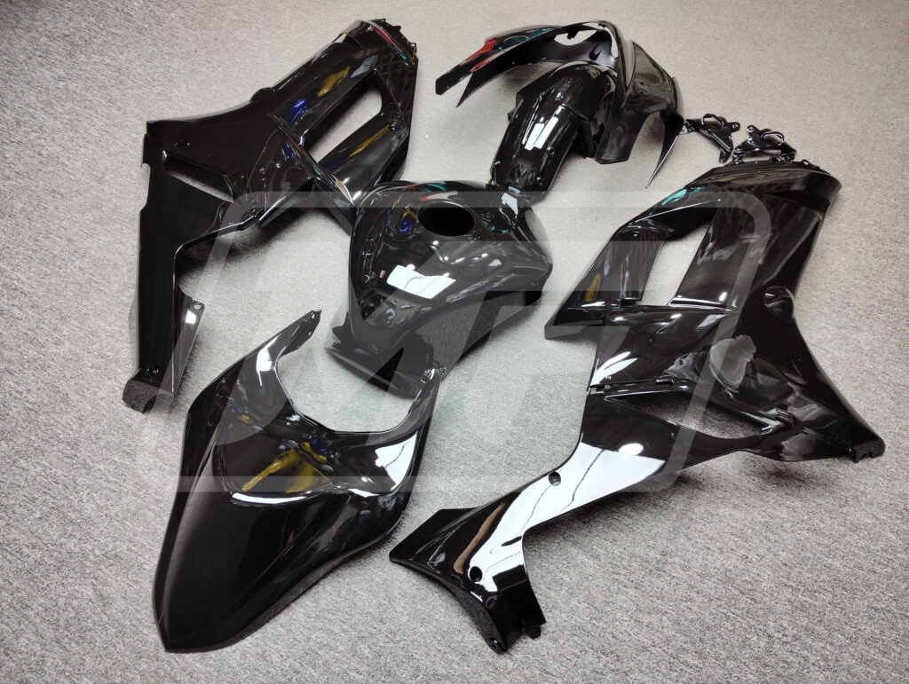 2007 - 2008 Kawasaki ZX6R Gloss Black fairing set - ABS injection, custom painted by Monster Fairings