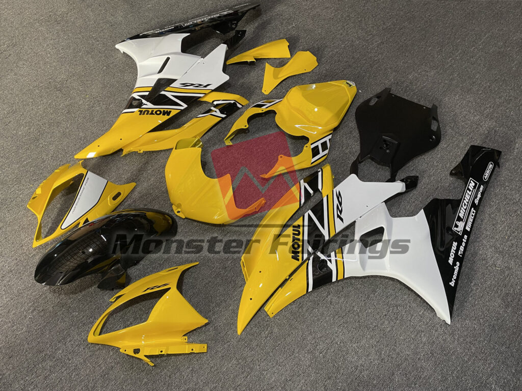 Yamaha R6 custom ABS fairings 2006 - 2007 in Yellow Motul OEM Style - durable replacement kit, Monster Fairings