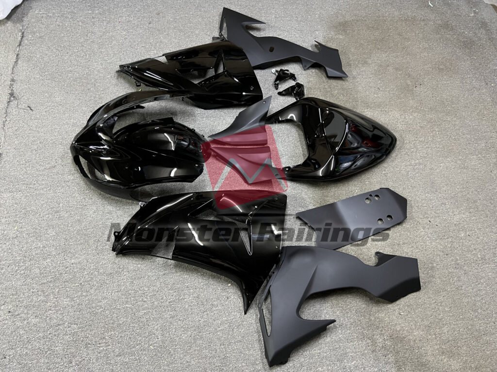 2006 - 2007 Kawasaki ZX10R Gloss & Matte Black fairing set - ABS injection, custom painted by Monster Fairings