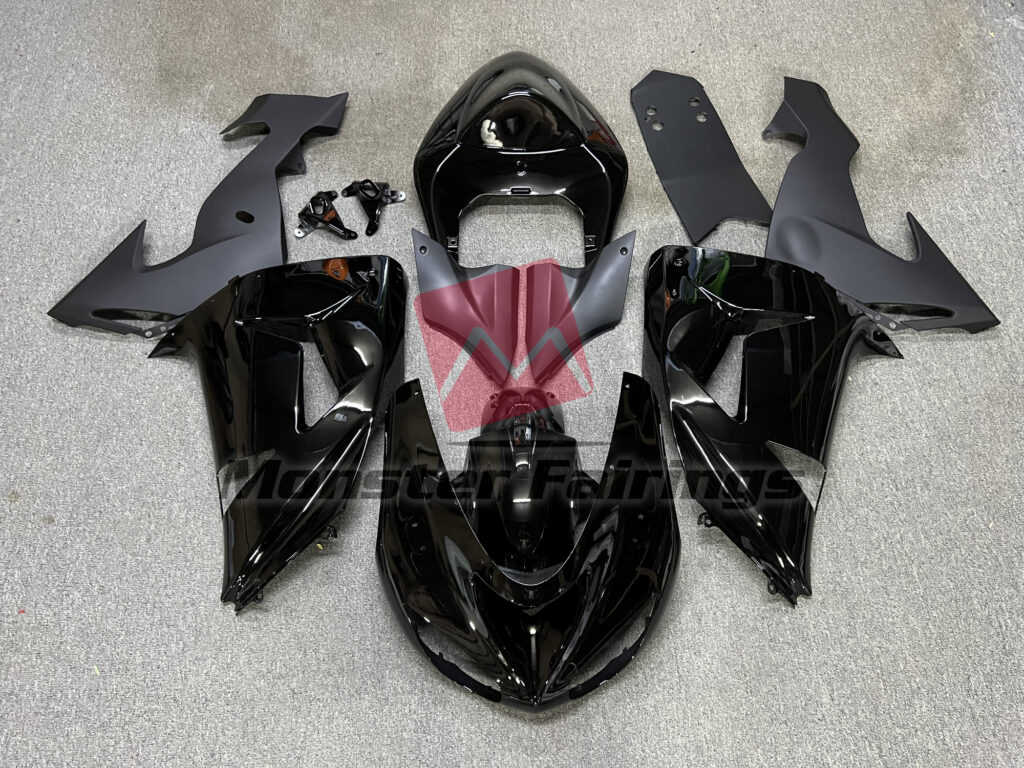 Kawasaki ZX10R 2006 - 2007 Gloss & Matte Black ABS fairings - custom motorcycle bodywork kit by Monster Fairings