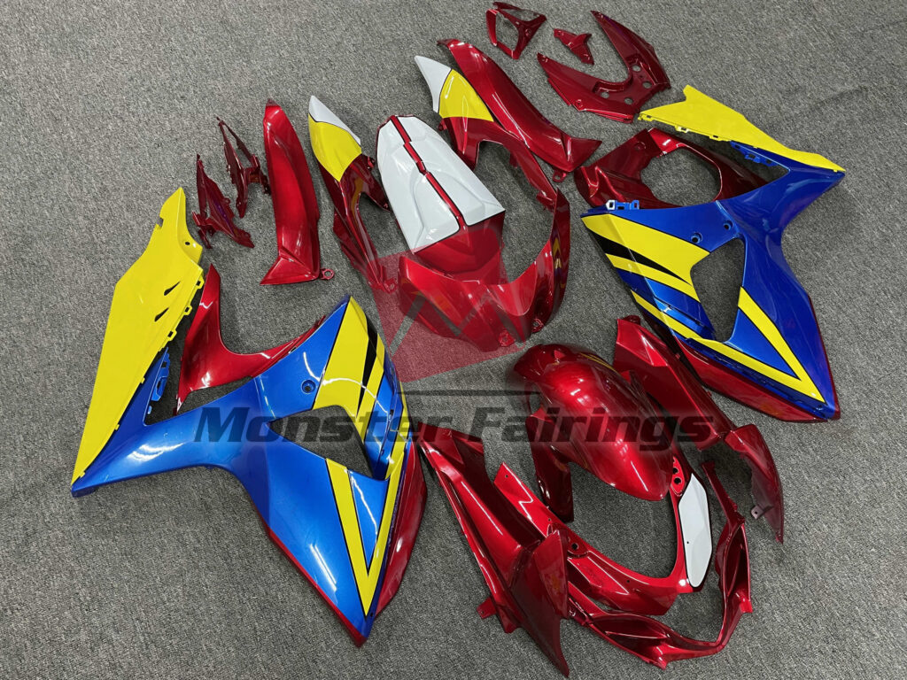 Yellow Red and Blue ABS fairings for Suzuki GSXR 1000 2009 - 2016 - premium OEM fit kit by Monster Fairings