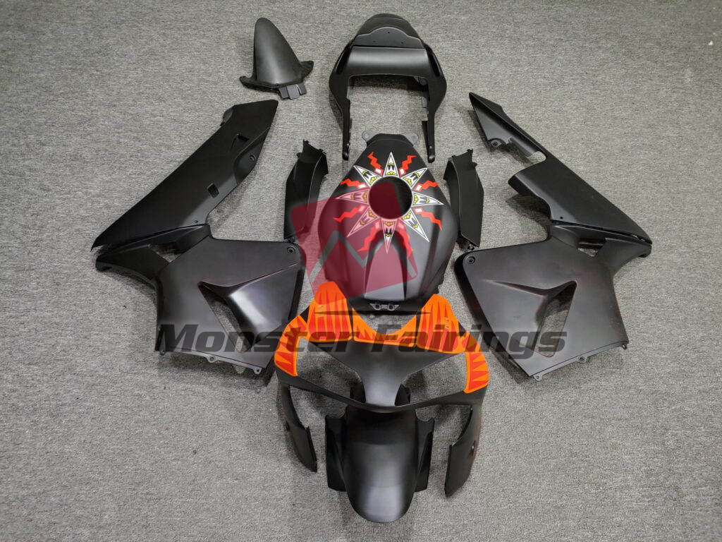 Honda CBR600RR 2003 - 2004 Matte Black With Orange ABS fairings - custom motorcycle bodywork kit by Monster Fairings