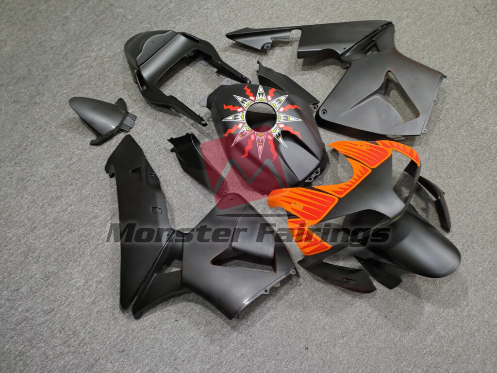 Honda CBR600RR custom ABS fairings 2003 - 2004 in Matte Black With Orange - durable replacement kit, Monster Fairings