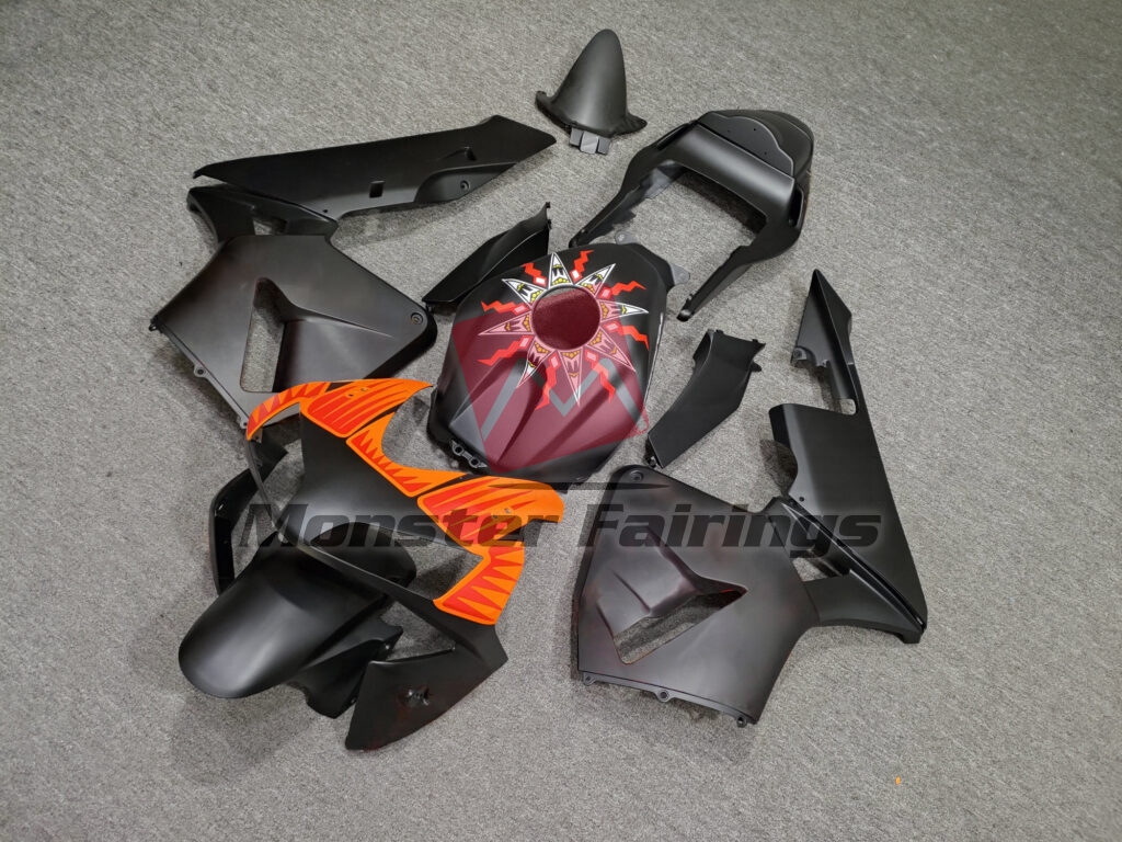 Matte Black With Orange ABS fairings for Honda CBR600RR 2003 - 2004 - premium OEM fit kit by Monster Fairings