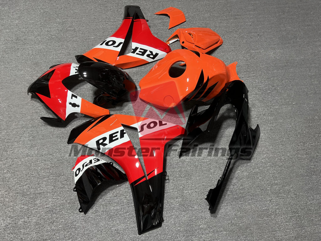 Honda CBR1000RR custom ABS fairings 2008 - 2011 in Gloss Repsol Style - durable replacement kit, Monster Fairings