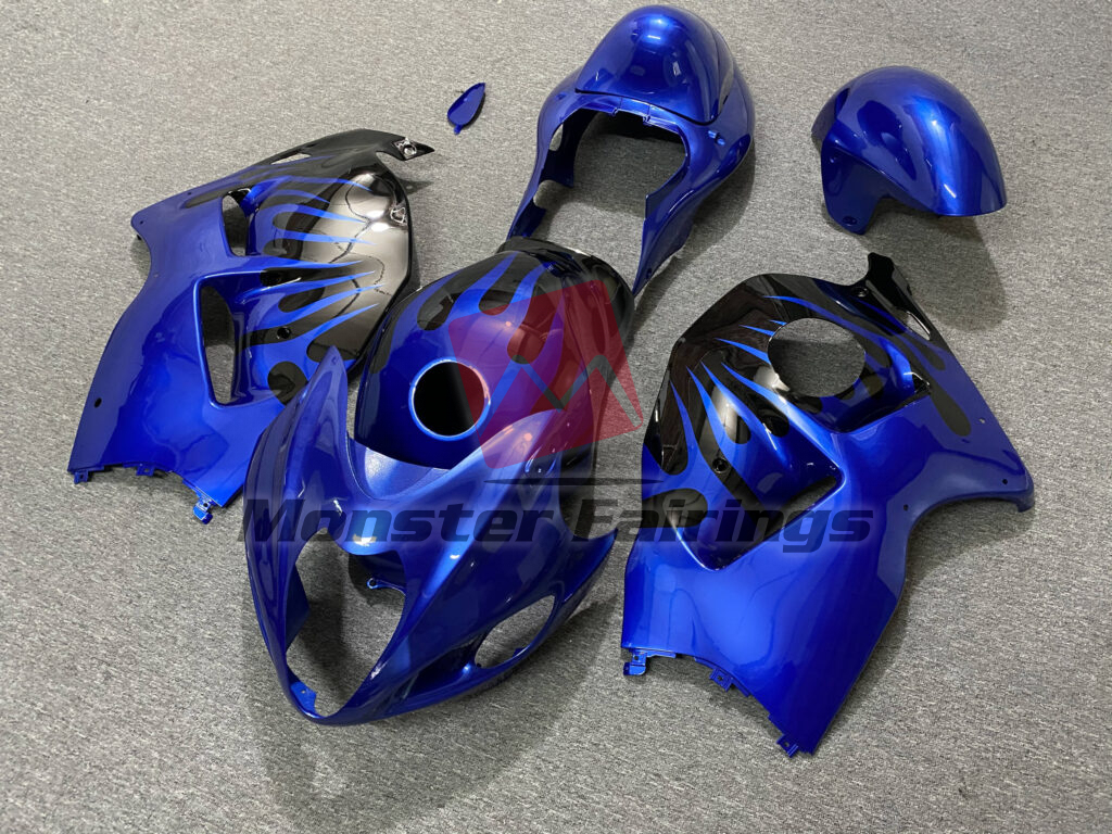 Gloss Blue Flame & Black ABS fairings for Suzuki GSXR1300 1997 - 2007 - premium OEM fit kit by Monster Fairings