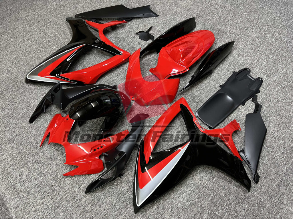 Gloss Red & Black with Silver ABS fairings for Suzuki GSXR 600 - 750 2006 - 2007 - premium OEM fit kit by Monster Fairings