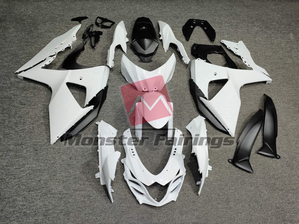 Suzuki GSXR 1000 2009 - 2016 Gloss White ABS fairings - custom motorcycle bodywork kit by Monster Fairings