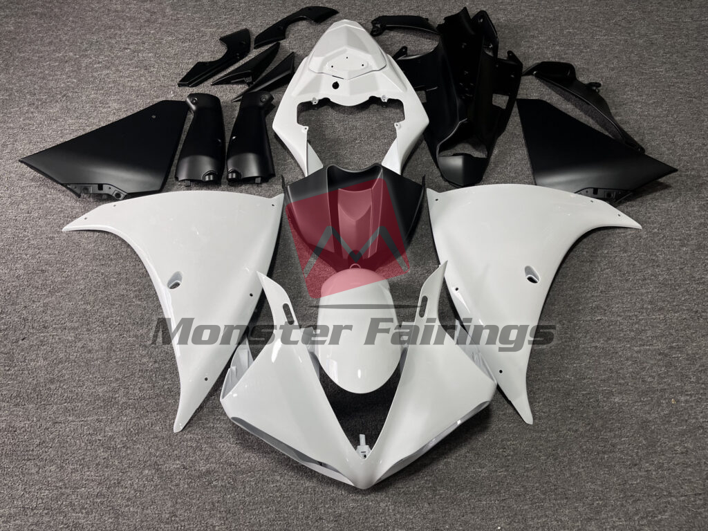 Yamaha R1 2009 - 2011 Gloss White & Matte Black ABS fairings - custom motorcycle bodywork kit by Monster Fairings