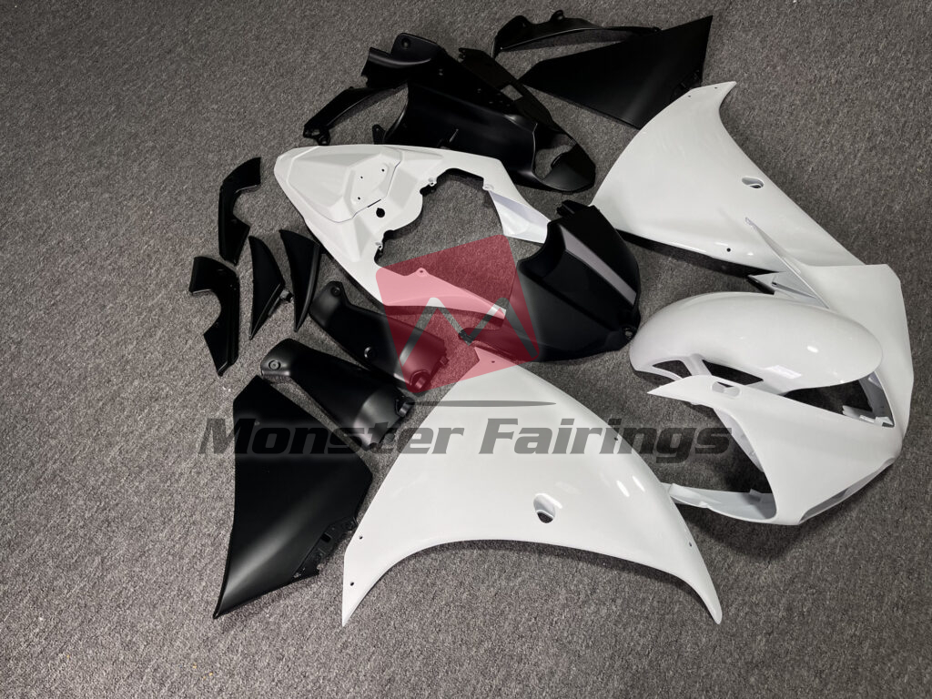 Yamaha R1 custom ABS fairings 2009 - 2011 in Gloss White & Matte Black - durable replacement kit, Monster Fairings