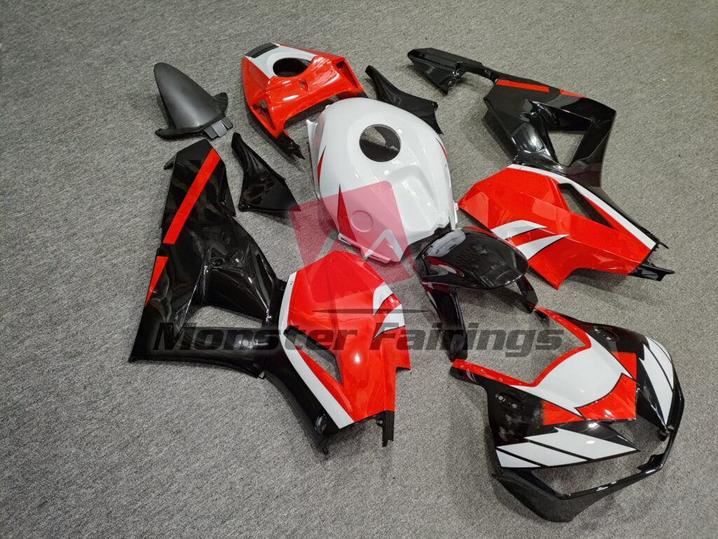 Honda CBR600RR custom ABS fairings 2013 - 2025 in Gloss Black Red & White - durable replacement kit, Monster Fairings
