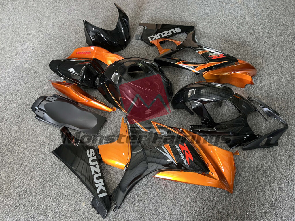Gloss Black & Burnt Orange ABS fairings for Suzuki GSXR 1000 2007 - 2008 - premium OEM fit kit by Monster Fairings