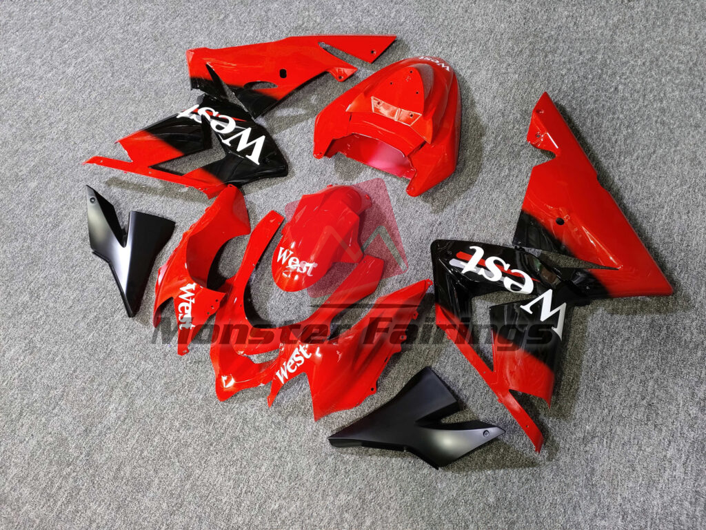 Gloss Red & Black West ABS fairings for Kawasaki ZX10R 2004 - 2005 - premium OEM fit kit by Monster Fairings