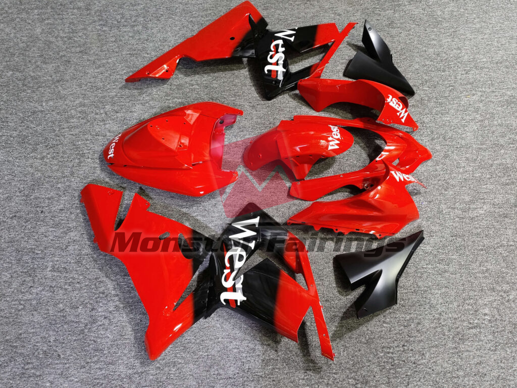 Kawasaki ZX10R custom ABS fairings 2004 - 2005 in Gloss Red & Black West - durable replacement kit, Monster Fairings