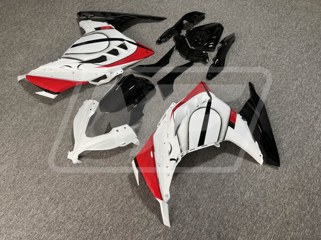 Gloss White & Black Red ABS fairings for Kawasaki Ninja 300 2013 - 2022 - premium OEM fit kit by Monster Fairings