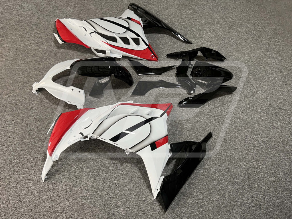 Kawasaki Ninja 300 custom ABS fairings 2013 - 2022 in Gloss White & Black Red - durable replacement kit, Monster Fairings