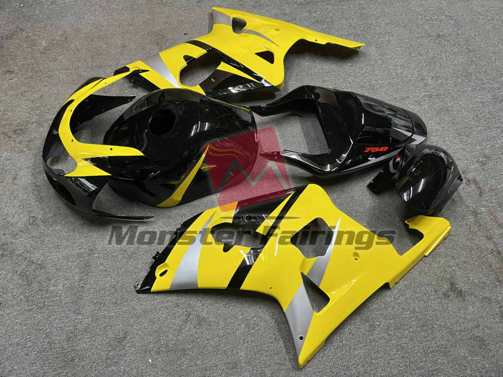 2001 - 2003 Suzuki GSXR Yellow OEM Style fairing set - ABS injection, custom painted by Monster Fairings