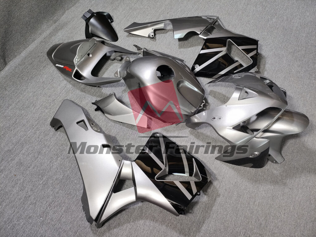 Honda CBR600RR custom ABS fairings 2005 - 2006 in Gloss Silver & Black - durable replacement kit, Monster Fairings