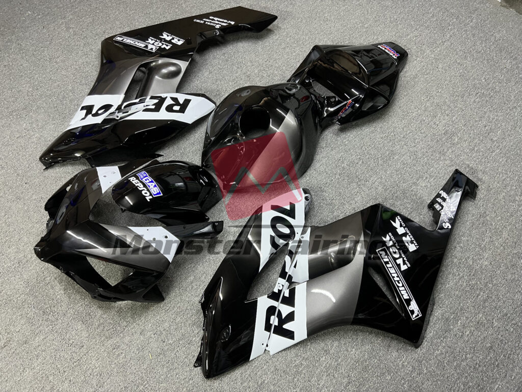 Honda CBR1000RR custom ABS fairings 2004 - 2005 in Silver Black Repsol - durable replacement kit, Monster Fairings