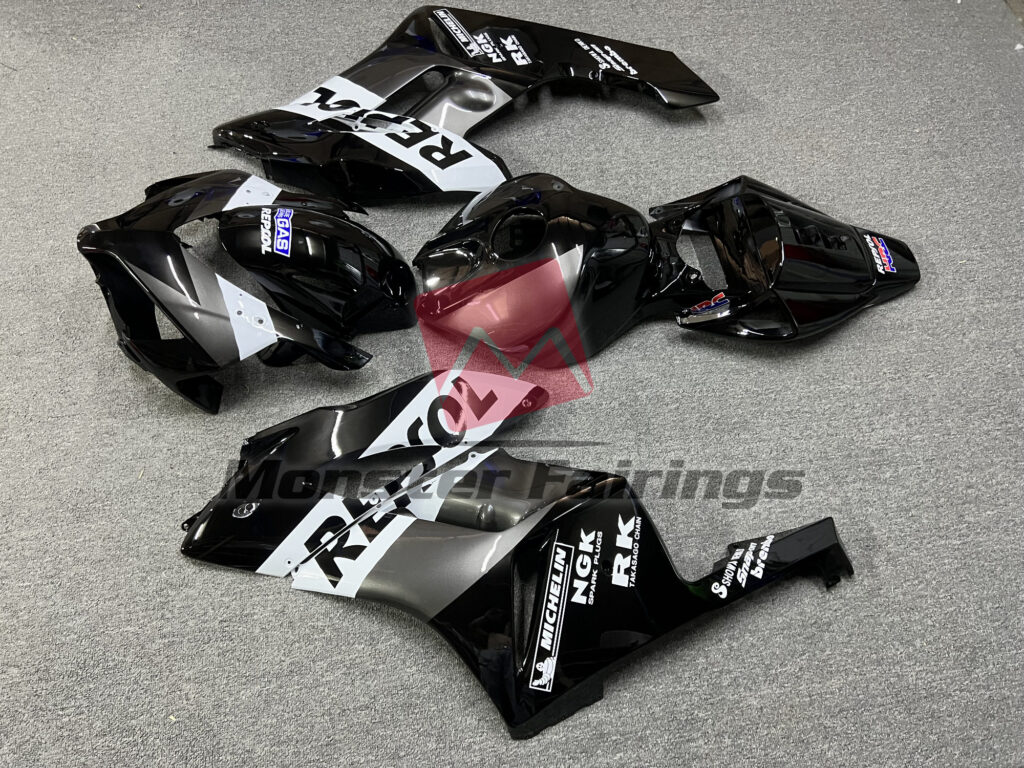 2004 - 2005 Honda CBR1000RR Silver Black Repsol fairing set - ABS injection, custom painted by Monster Fairings