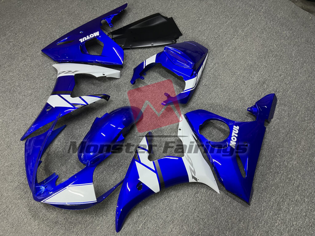 Yamaha R6 custom ABS fairings 2003 - 2004 in Blue Motul - durable replacement kit, Monster Fairings