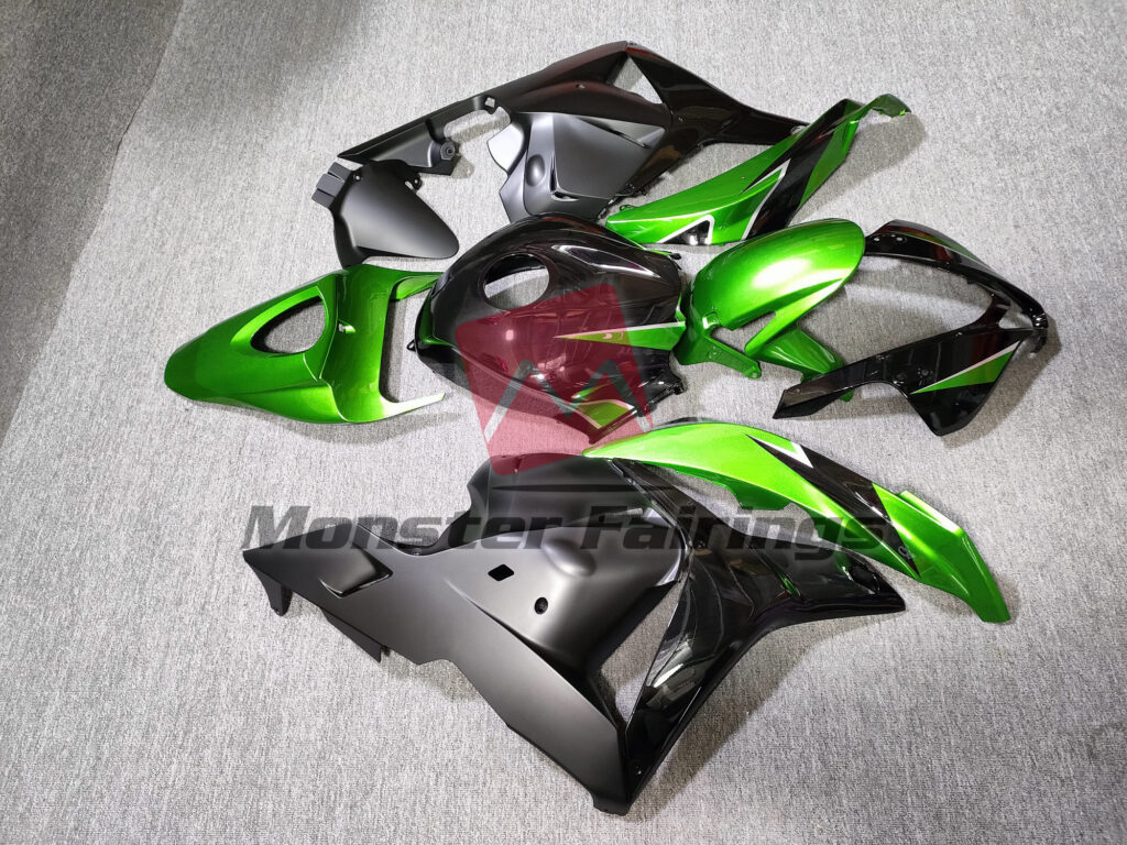 2009 - 2012 Honda CBR600RR Special Green Matte Black fairing set - ABS injection, custom painted by Monster Fairings