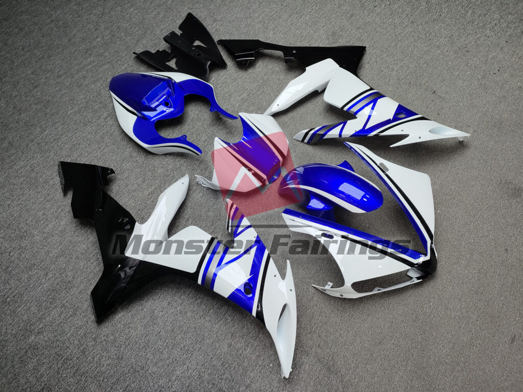 Yamaha R1 custom ABS fairings 2004 - 2006 in Gloss White & Blue with Black - durable replacement kit, Monster Fairings