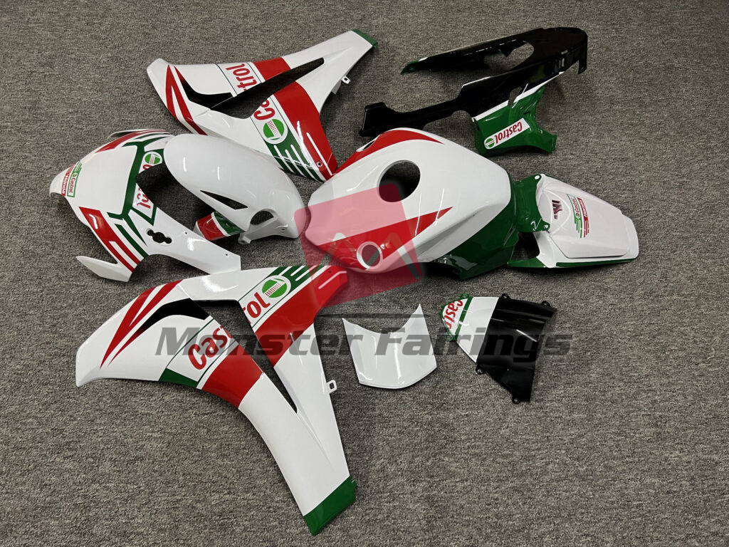 2008 - 2011 Honda CBR1000RR Gloss White & Black Castrol fairing set - ABS injection, custom painted by Monster Fairings
