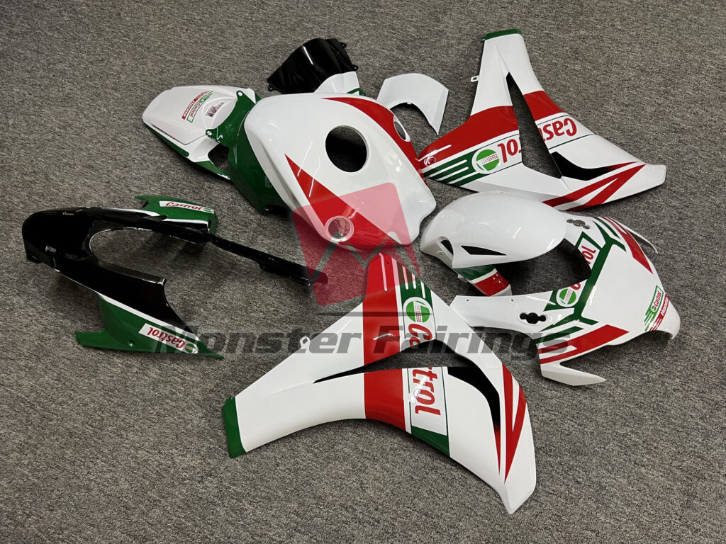 Honda CBR1000RR custom ABS fairings 2008 - 2011 in Gloss White & Black Castrol - durable replacement kit, Monster Fairings