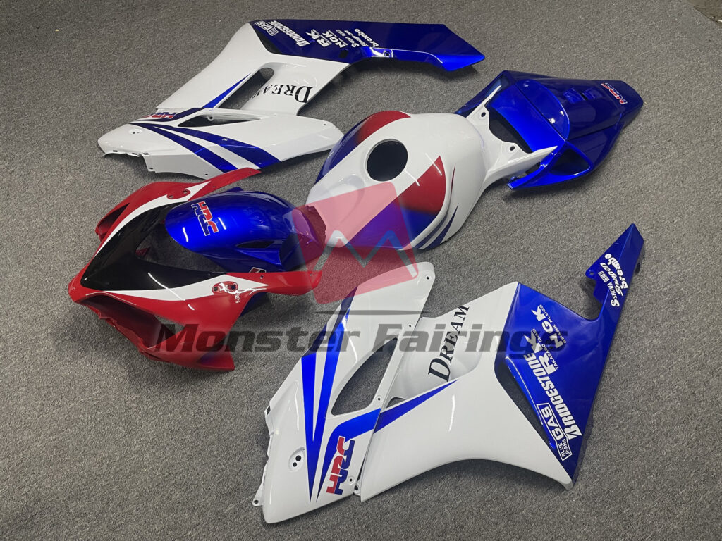 Honda CBR1000RR custom ABS fairings 2004 - 2005 in HRC Red and White - durable replacement kit, Monster Fairings