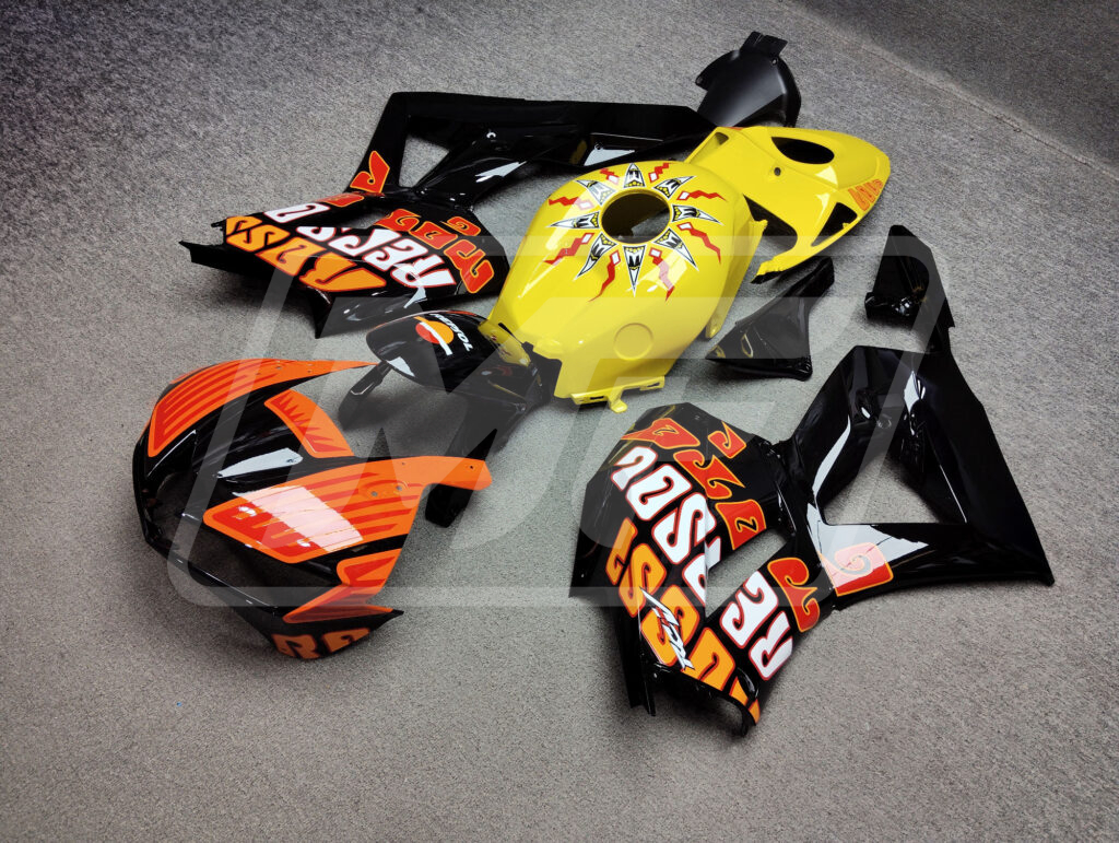 Gloss Black & Orange Yellow ABS fairings for Honda CBR600RR 2013 - 2025 - premium OEM fit kit by Monster Fairings