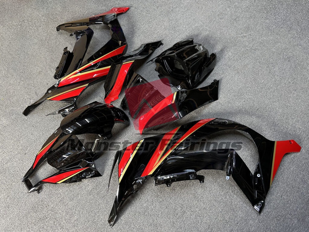 Gloss Black Red & Gold ABS fairings for Kawasaki ZX10R 2011 - 2015 - premium OEM fit kit by Monster Fairings