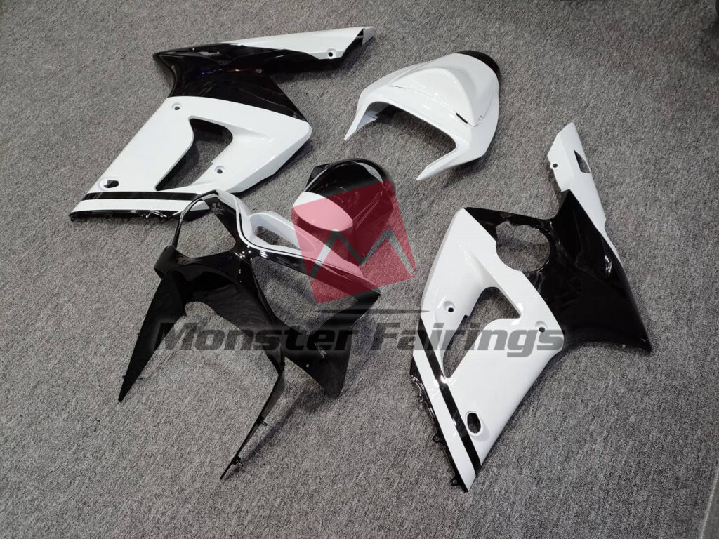 Gloss White & Black ABS fairings for Kawasaki ZX6R 2003 - 2004 - premium OEM fit kit by Monster Fairings