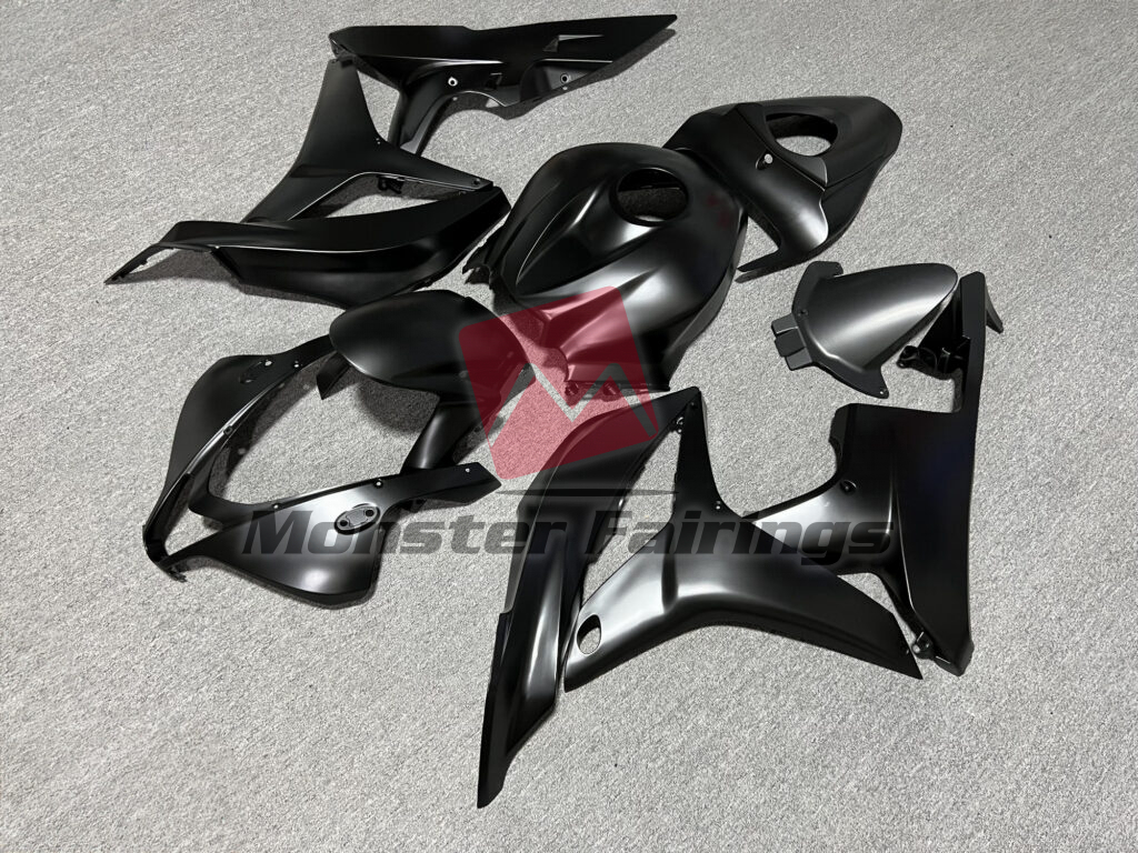 2007 - 2008 Honda CBR600RR Matte Black fairing set - ABS injection, custom painted by Monster Fairings