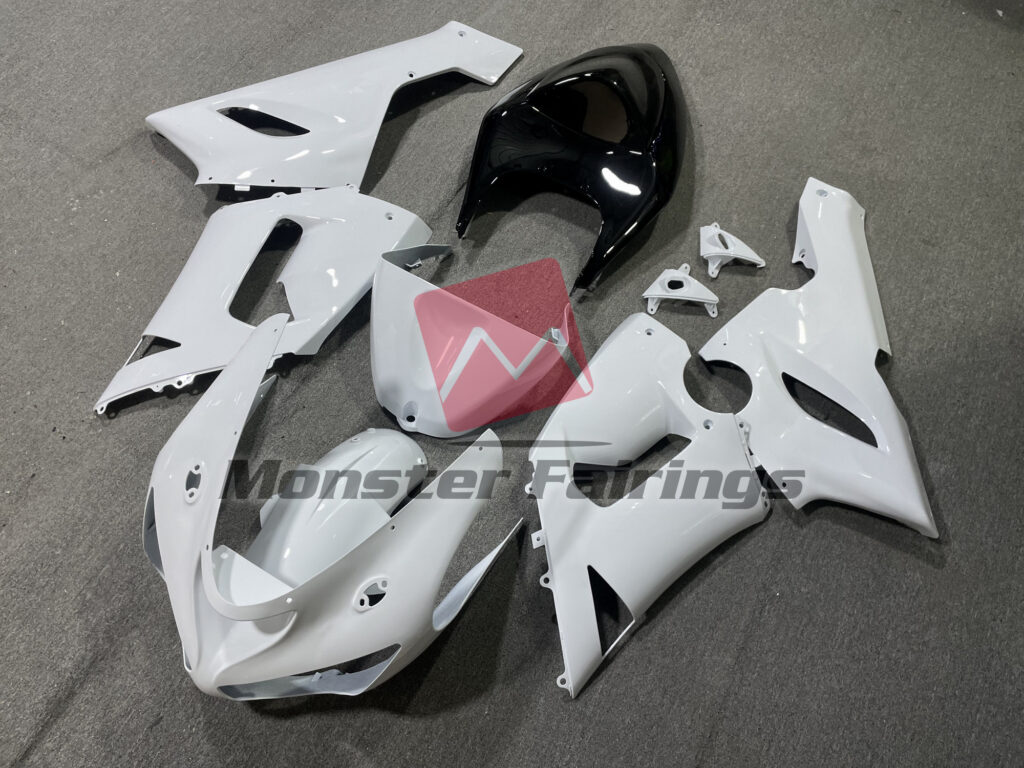 Gloss White Black Tail ABS fairings for Kawasaki ZX6R 2005 - 2006 - premium OEM fit kit by Monster Fairings